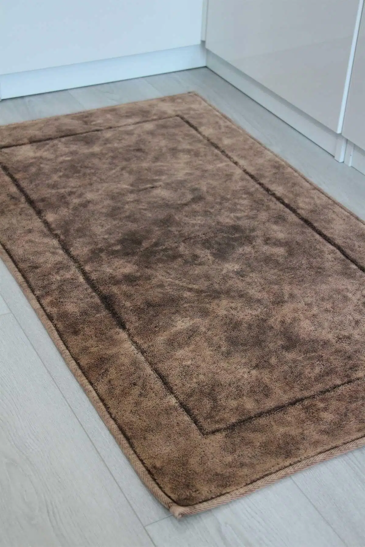 Pamuklu Yıkanabilir Tek Paspas Ebat 60x100 - Kahverengi